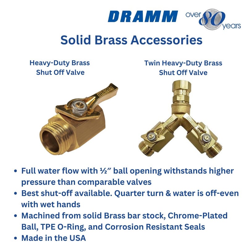 Dramm Heavy Duty Brass Shut Off Valve with Full Water Flow  Male to Female Threads  Quarter Turn Off Position  Corrosion Resistant Seals  Brass - Image 2